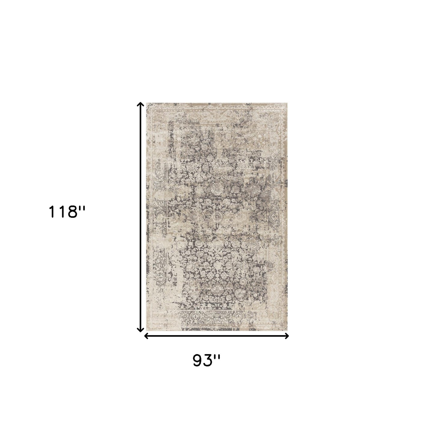 8 x 10 Gray & Ivory Floral Rug