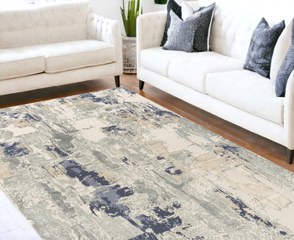 8 x 10 Blue & Beige Rug