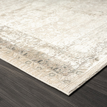 8 x 10 Beige & Ivory Floral Rug