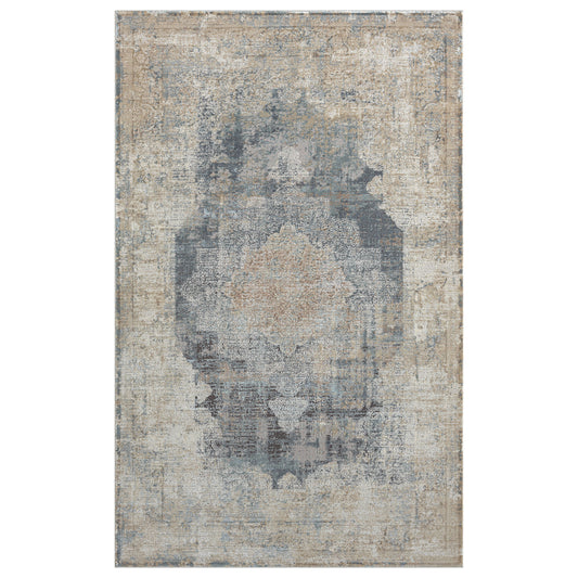 9 x 12 Beige & Gray Medallion Rug