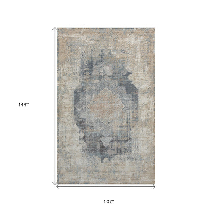 9 x 12 Beige & Gray Medallion Rug