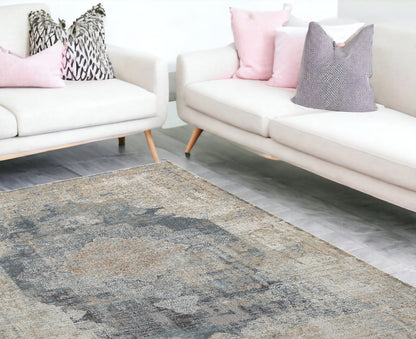 9 x 12 Beige & Gray Medallion Rug