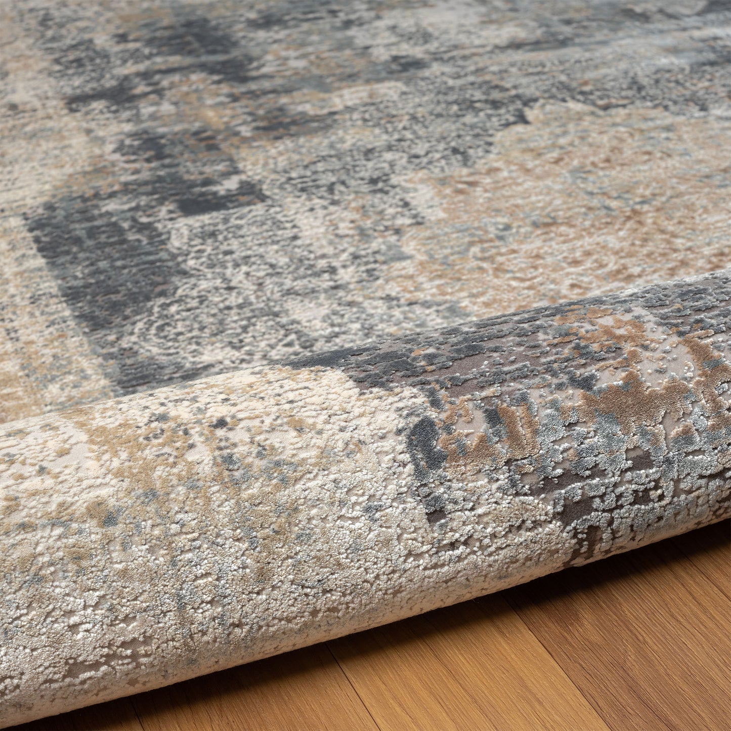 9 x 12 Beige & Gray Medallion Rug