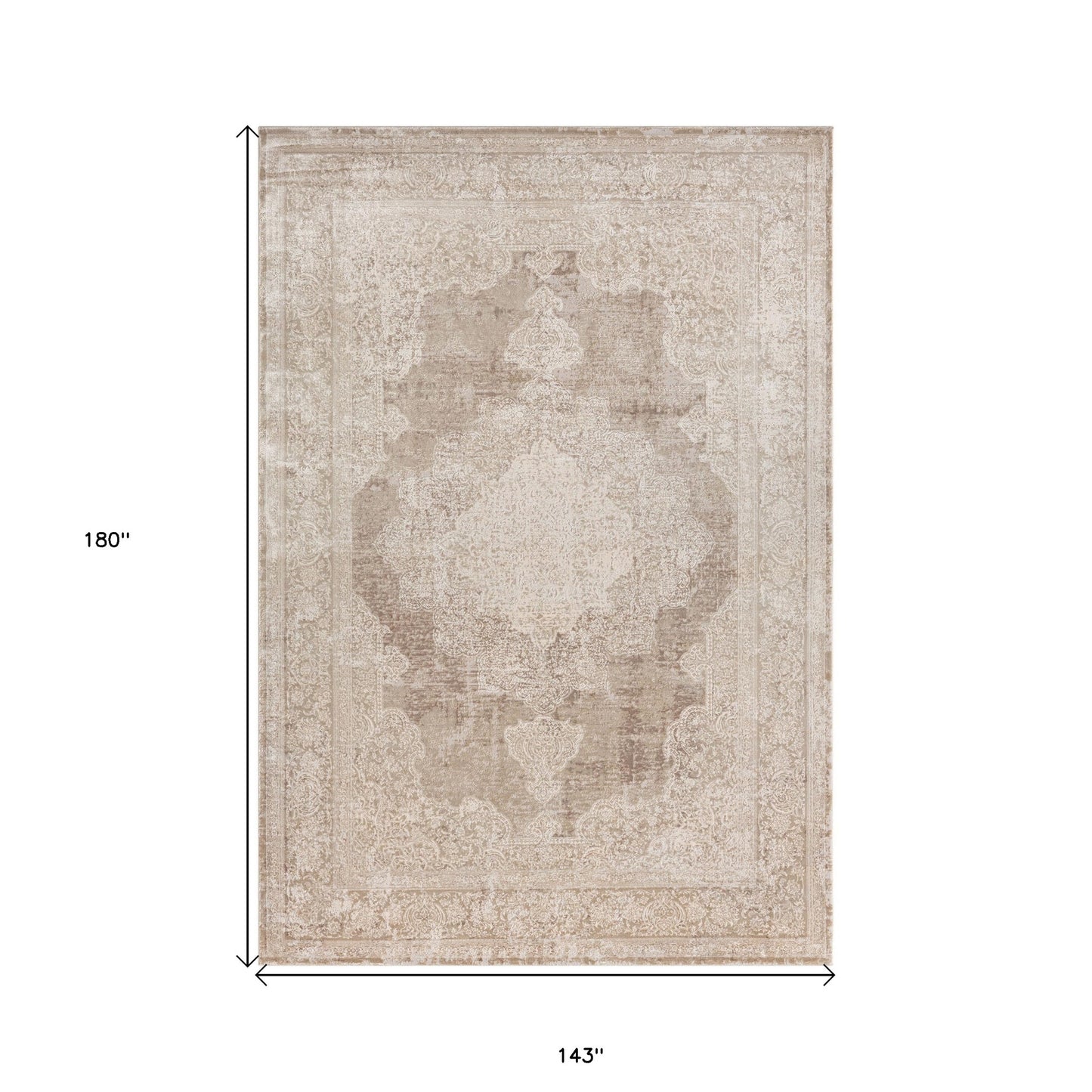 12 x 15 Beige & Ivory Medallion Rug