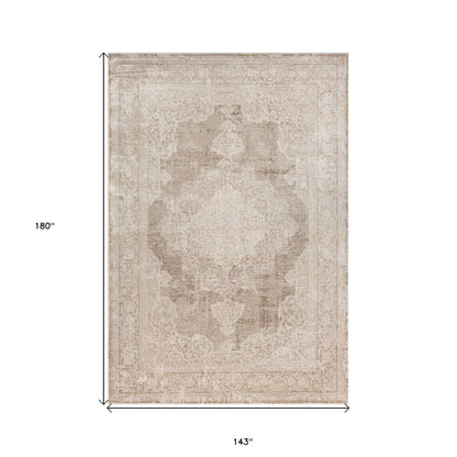 12 x 15 Beige & Ivory Medallion Rug