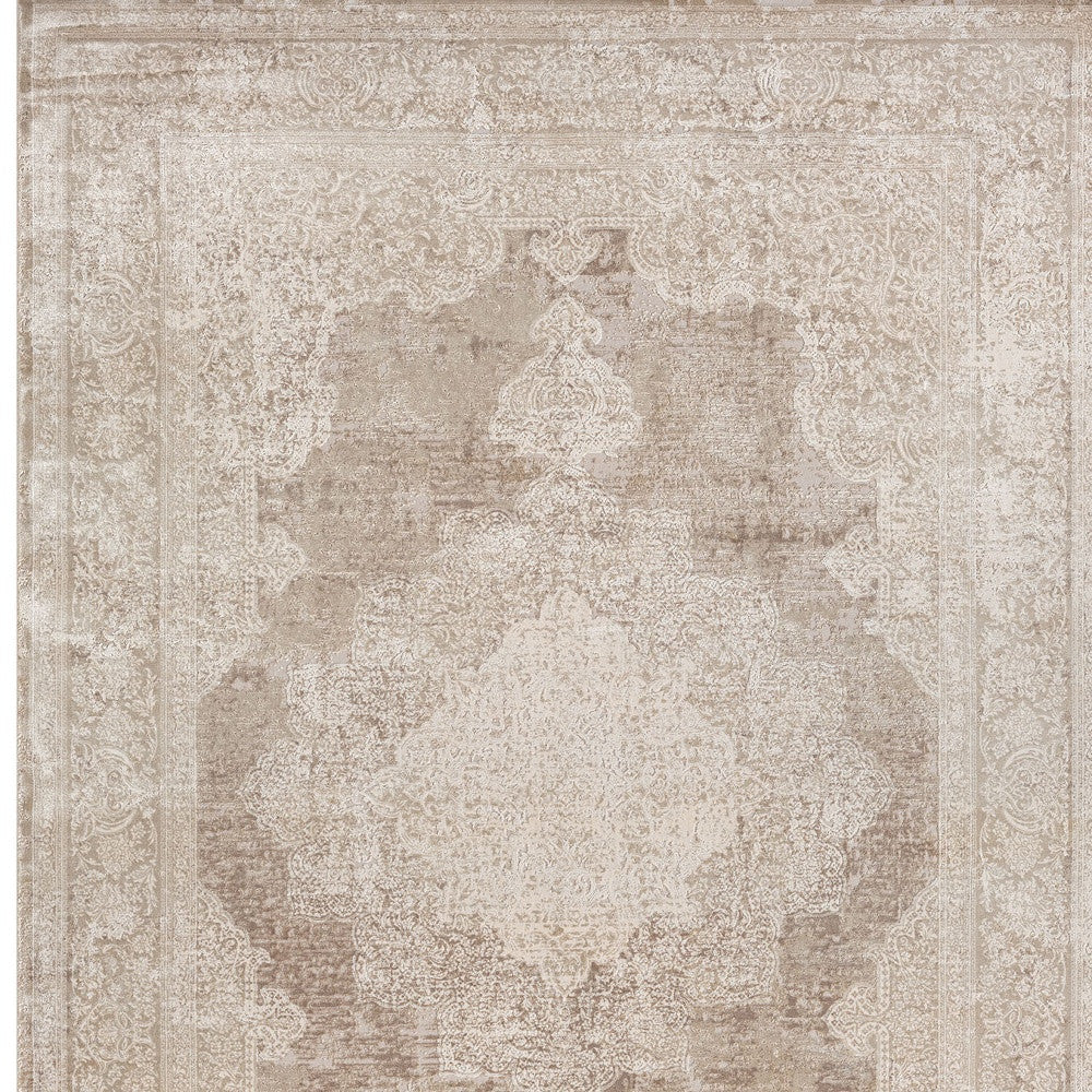 12 x 15 Beige & Ivory Medallion Rug