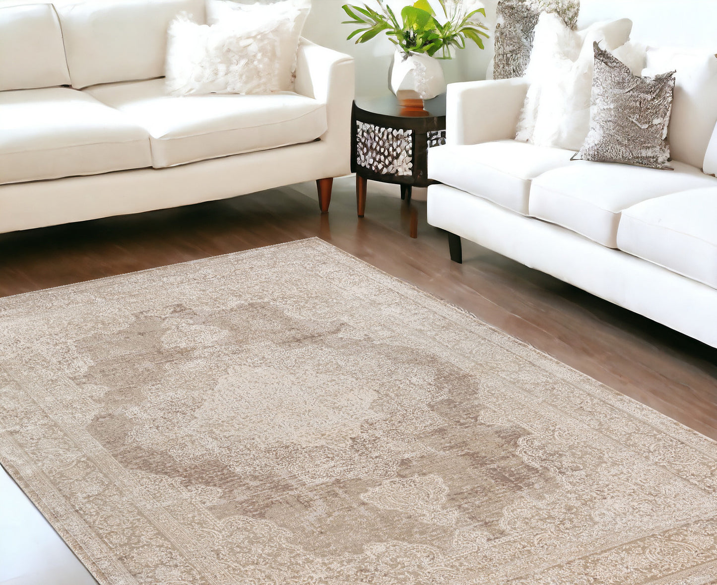 12 x 15 Beige & Ivory Medallion Rug