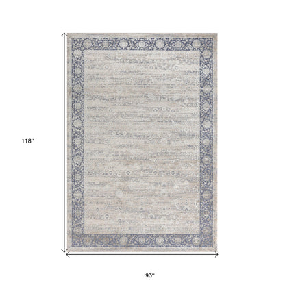 8 x 10 Blue & Beige Floral Rug