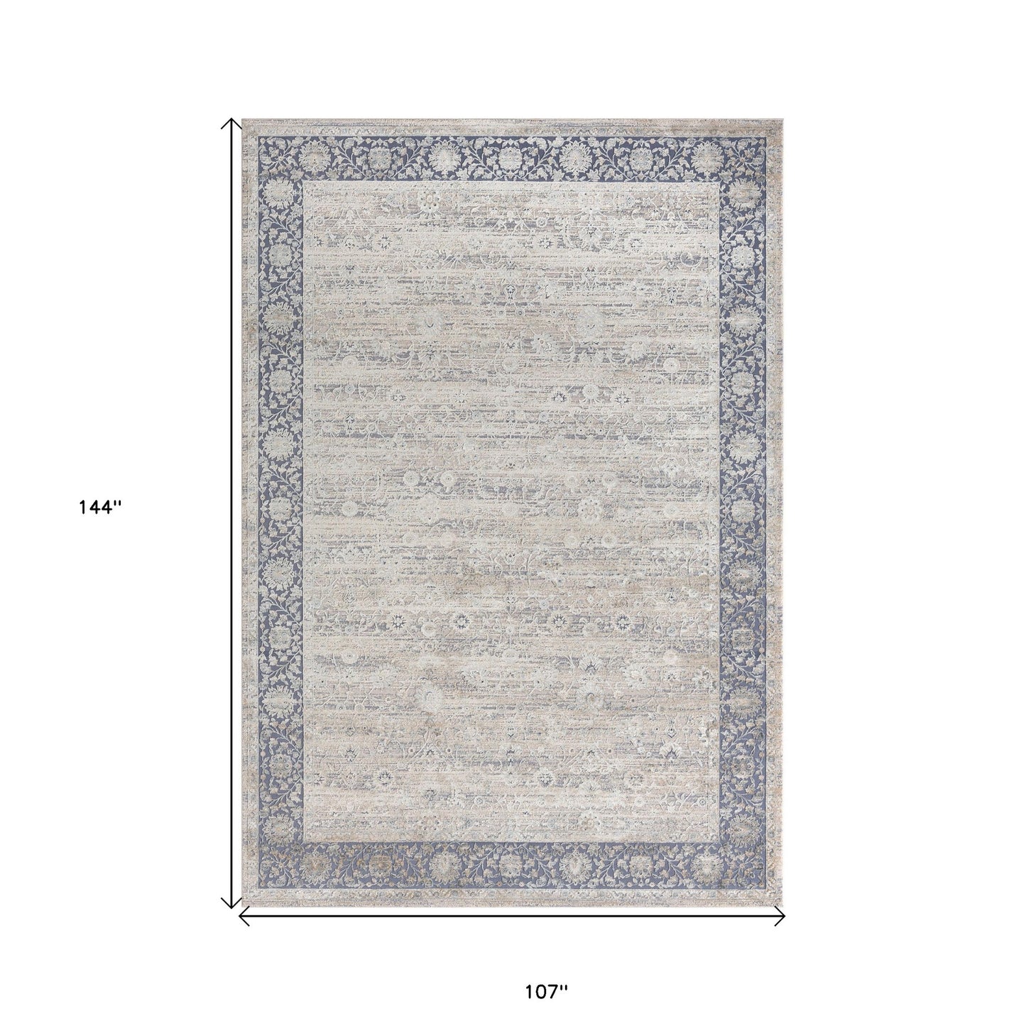 9 x 12 Blue & Beige Floral Rug