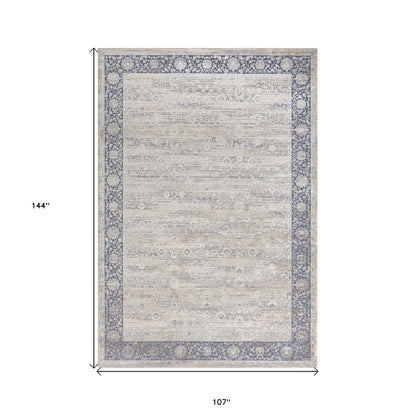 9 x 12 Blue & Beige Floral Rug