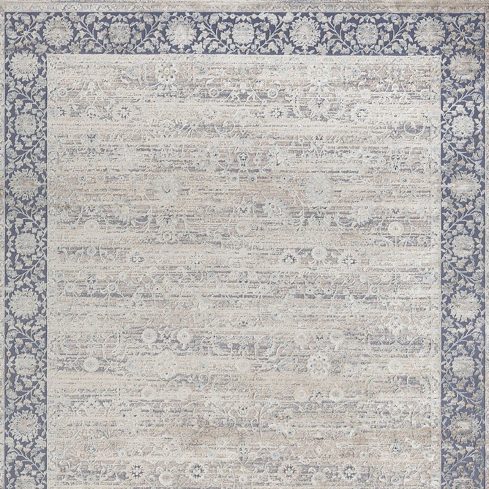 9 x 12 Blue & Beige Floral Rug