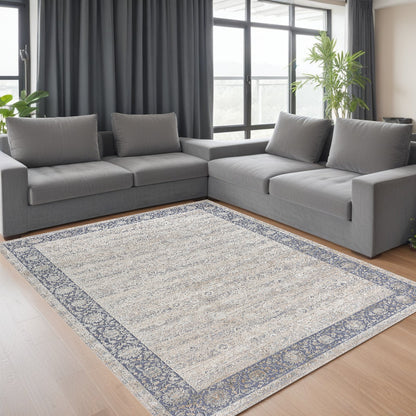 9 x 12 Blue & Beige Floral Rug