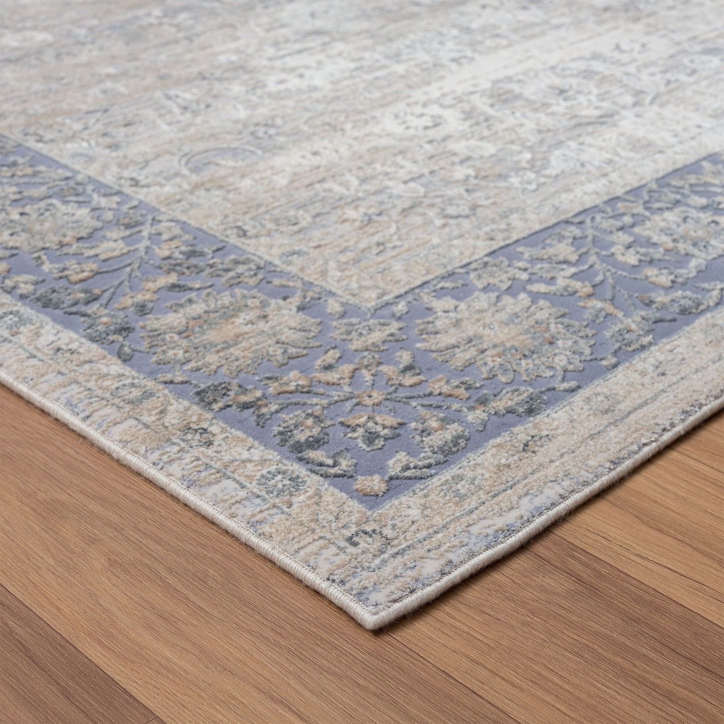 9 x 12 Blue & Beige Floral Rug