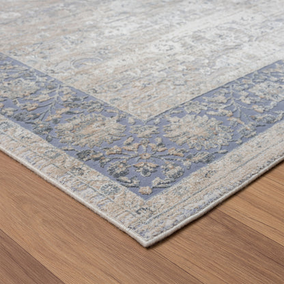 9 x 12 Blue & Beige Floral Rug