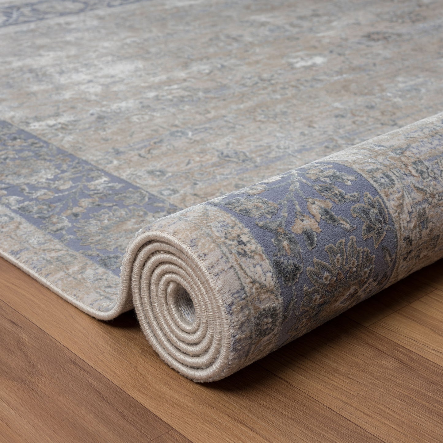 9 x 12 Blue & Beige Floral Rug