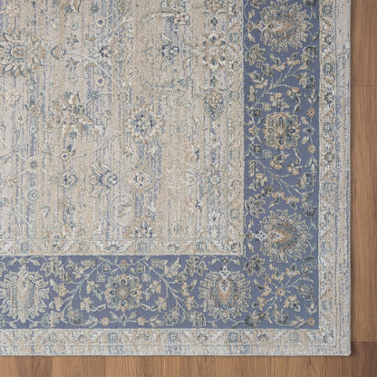9 x 12 Blue & Beige Floral Rug
