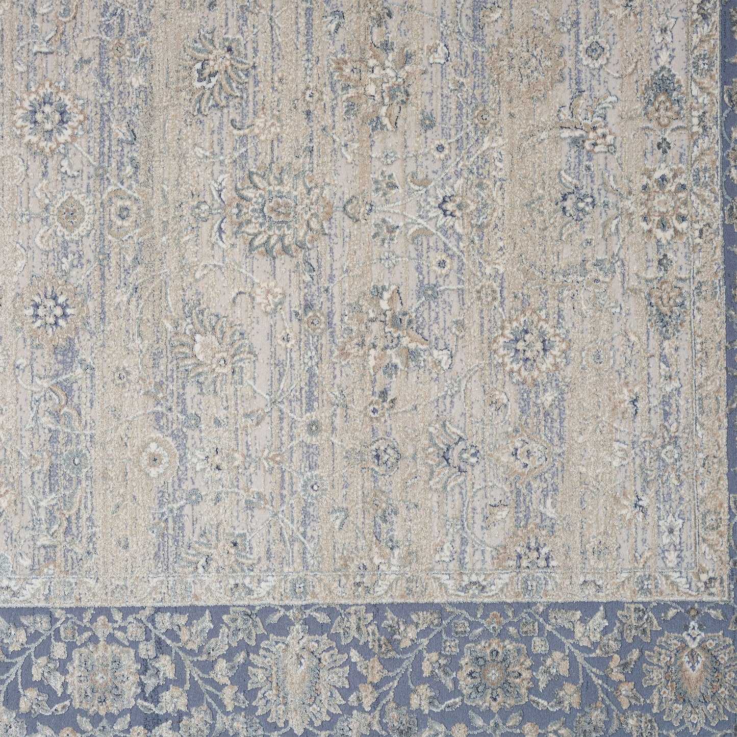 9 x 12 Blue & Beige Floral Rug