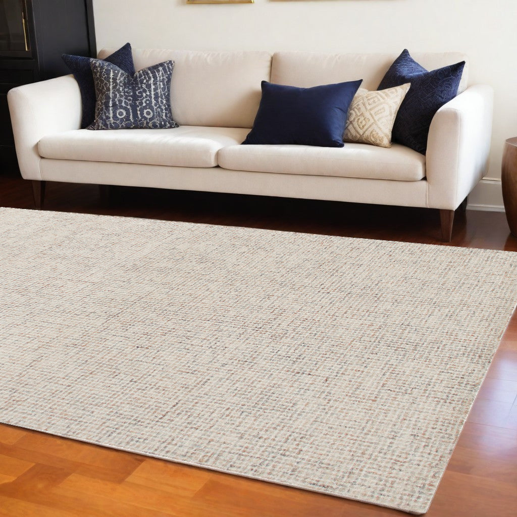 8 x 10 Beige & Brown Wool Hand Tufted Rug