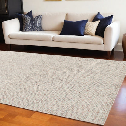 8 x 10 Beige & Brown Wool Hand Tufted Rug