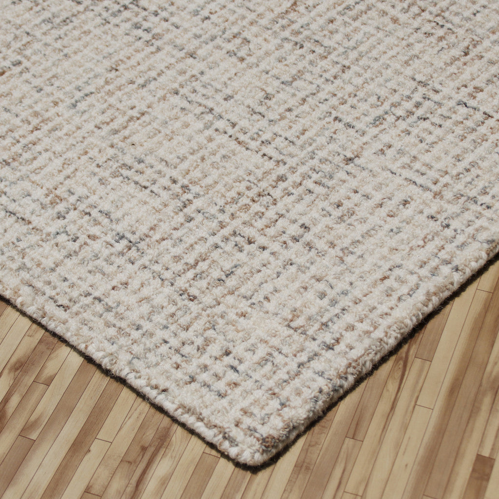 8 x 10 Beige & Brown Wool Hand Tufted Rug