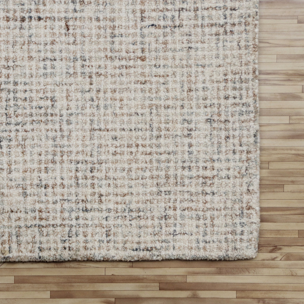 8 x 10 Beige & Brown Wool Hand Tufted Rug