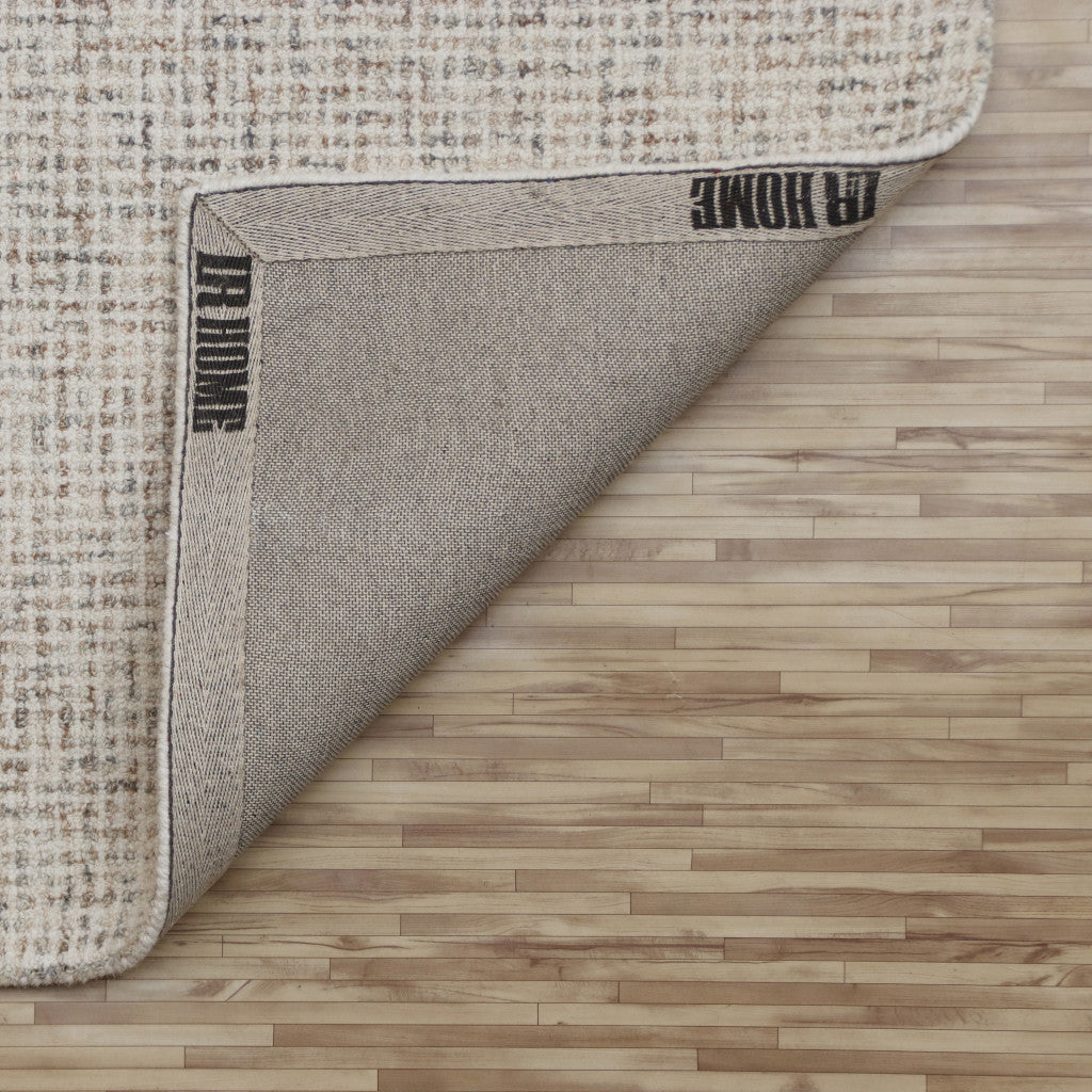 8 x 10 Beige & Brown Wool Hand Tufted Rug
