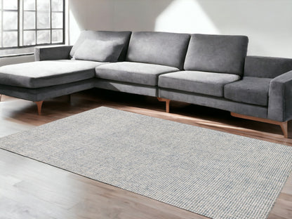 8 x 10 Blue & Ivory Wool Hand Tufted Rug