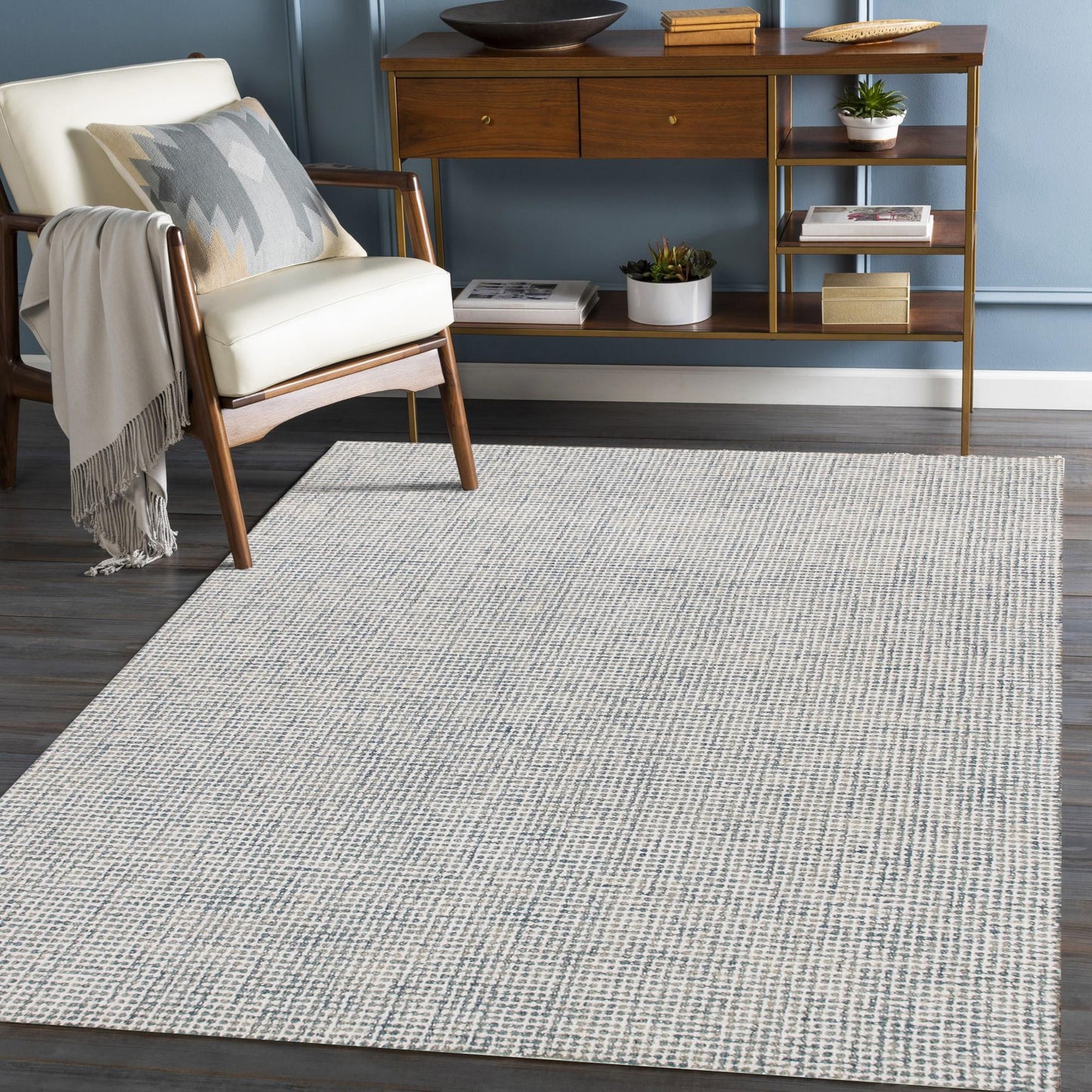 8 x 10 Blue & Ivory Wool Hand Tufted Rug