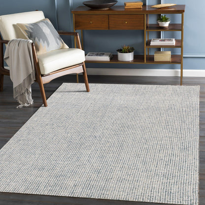 8 x 10 Blue & Ivory Wool Hand Tufted Rug