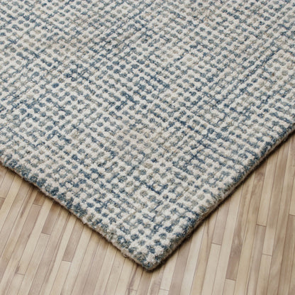 8 x 10 Blue & Ivory Wool Hand Tufted Rug