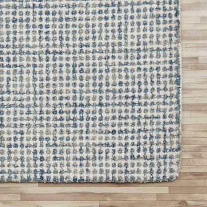 8 x 10 Blue & Ivory Wool Hand Tufted Rug