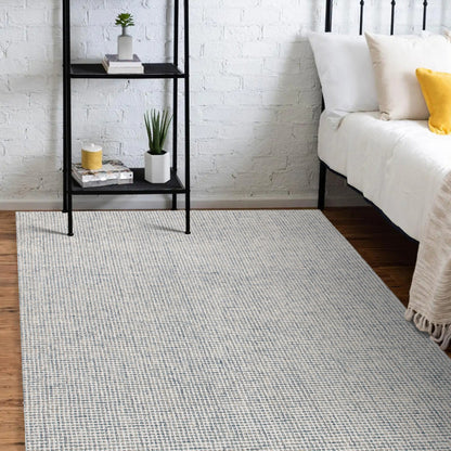 8 x 10 Blue & Ivory Wool Hand Tufted Rug