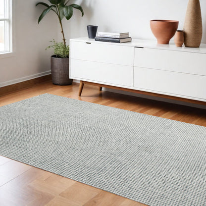 8 x 10 Green & Ivory Wool Checkered Hand Tufted Rug
