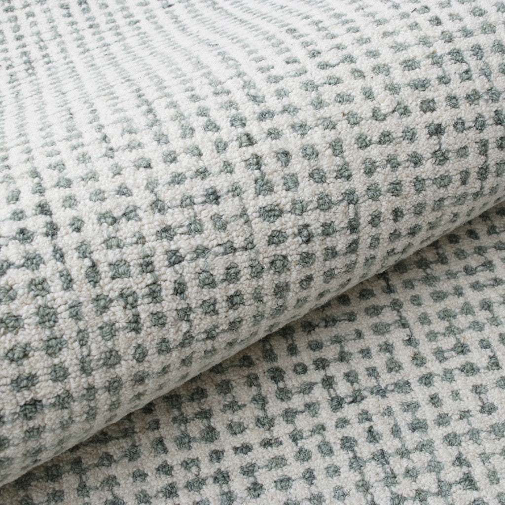 8 x 10 Green & Ivory Wool Checkered Hand Tufted Rug