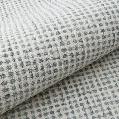 8 x 10 Green & Ivory Wool Checkered Hand Tufted Rug