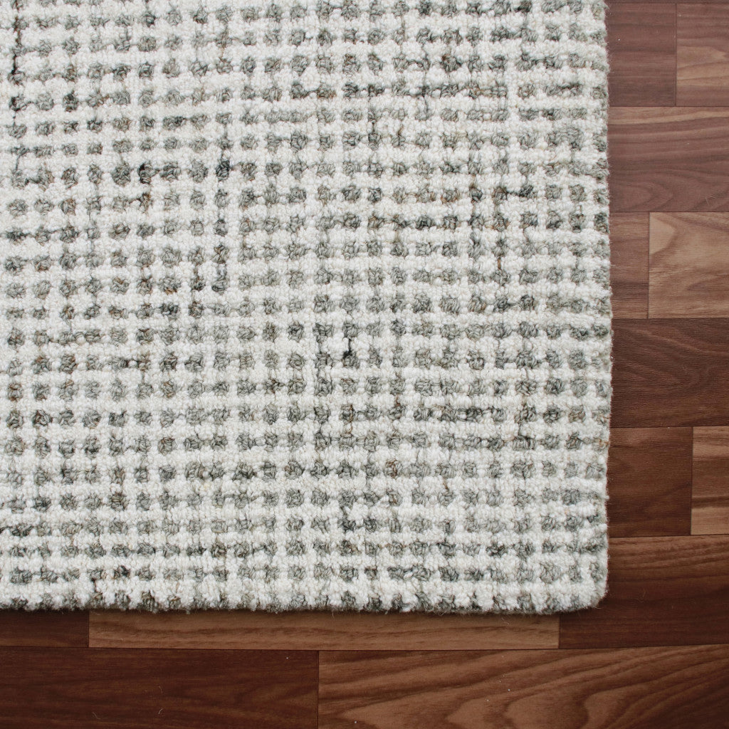 8 x 10 Gray & Ivory Wool Checkered Hand Tufted Rug