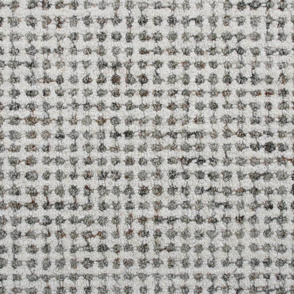 8 x 10 Gray & Ivory Wool Checkered Hand Tufted Rug