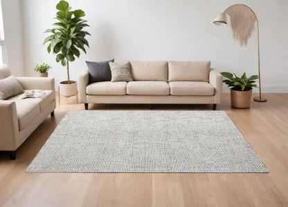 8 x 10 Gray & Ivory Wool Checkered Hand Tufted Rug