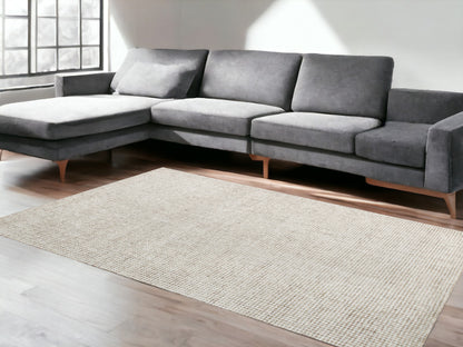 8 x 10 Beige & Ivory Wool Checkered Hand Tufted Rug