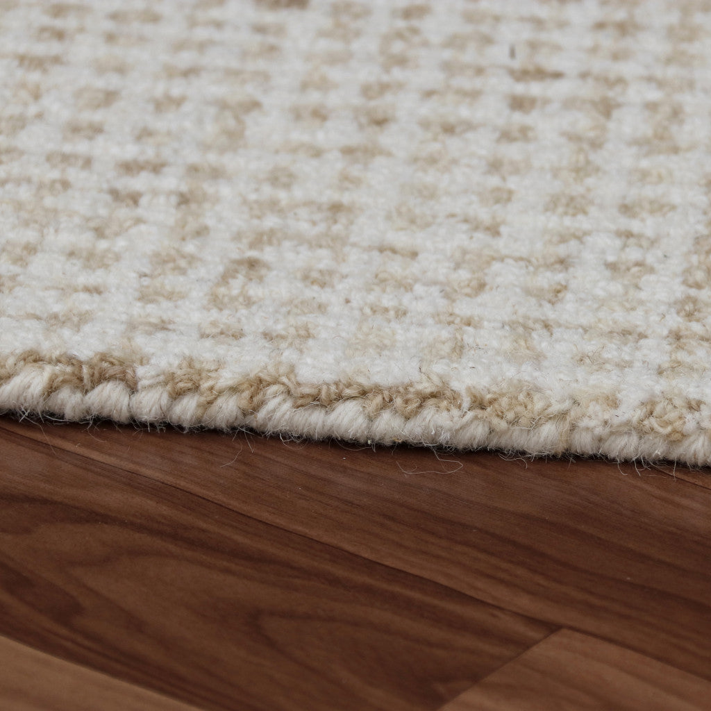 8 x 10 Beige & Ivory Wool Checkered Hand Tufted Rug