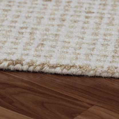 8 x 10 Beige & Ivory Wool Checkered Hand Tufted Rug