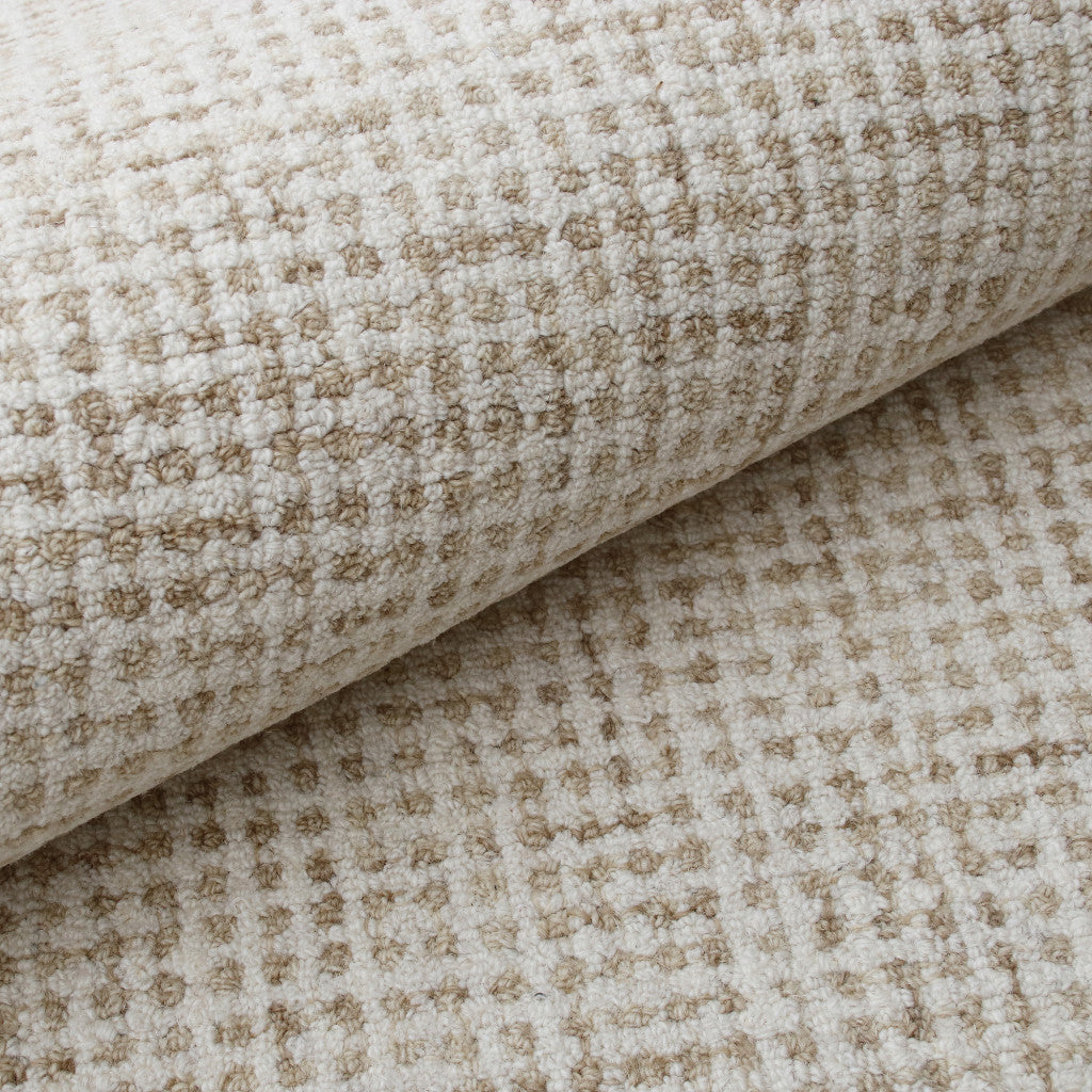 8 x 10 Beige & Ivory Wool Checkered Hand Tufted Rug