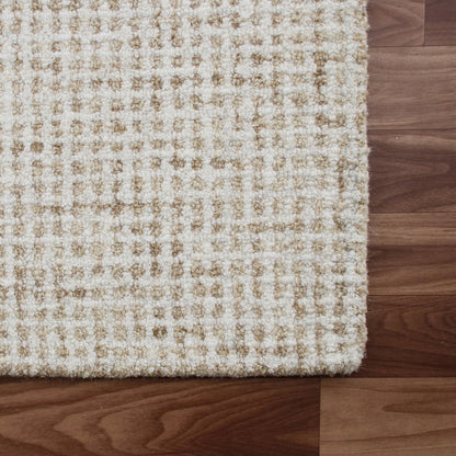 8 x 10 Beige & Ivory Wool Checkered Hand Tufted Rug