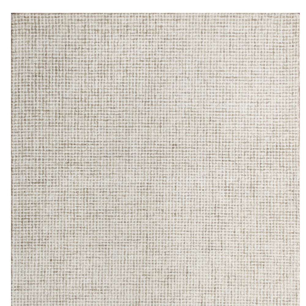 8 x 10 Beige & Ivory Wool Checkered Hand Tufted Rug