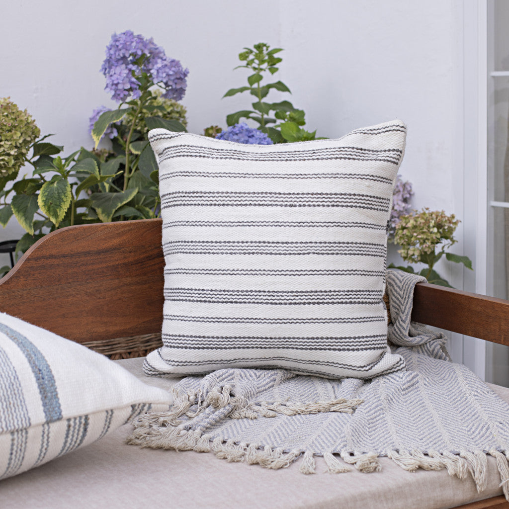 Black Gray & White Striped Pillow