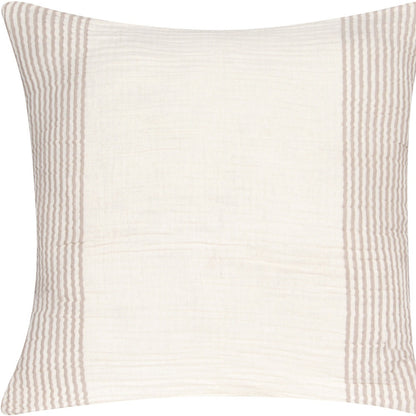 Beige & Ivory Striped Cotton Pillow