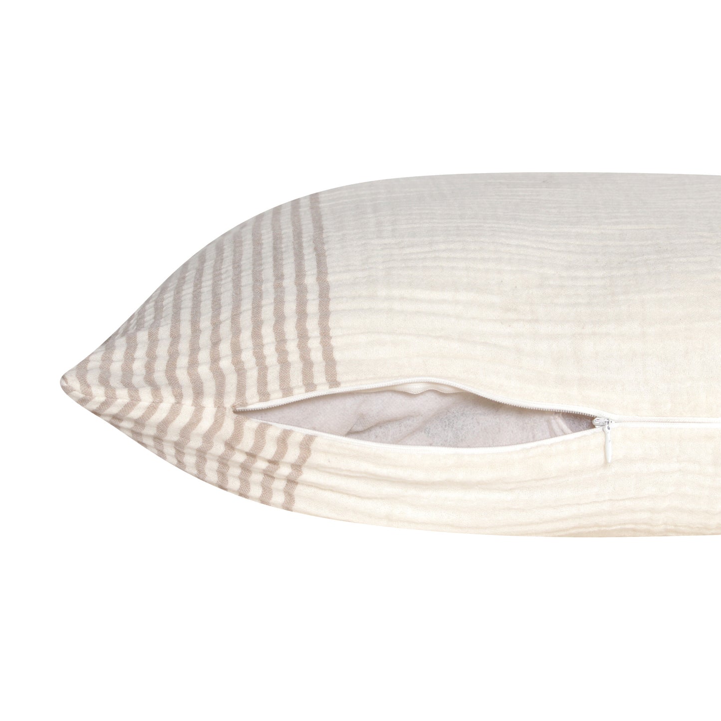 Beige & Ivory Striped Cotton Pillow