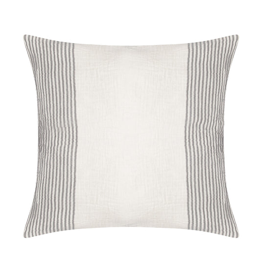 Gray & Ivory Striped Cotton Pillow