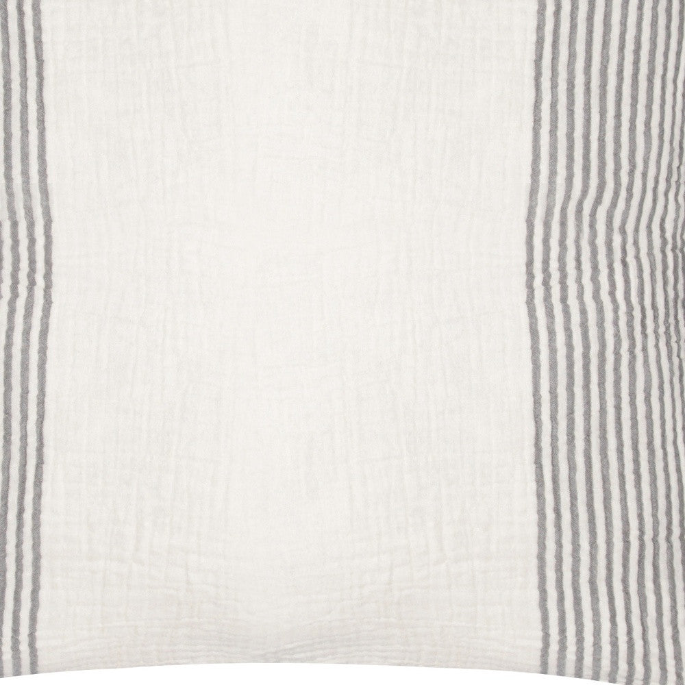 Gray & Ivory Striped Cotton Pillow