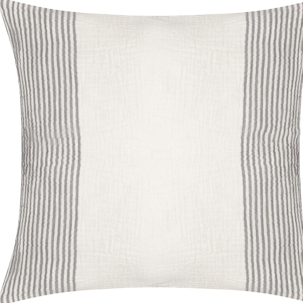 Gray & Ivory Striped Cotton Pillow